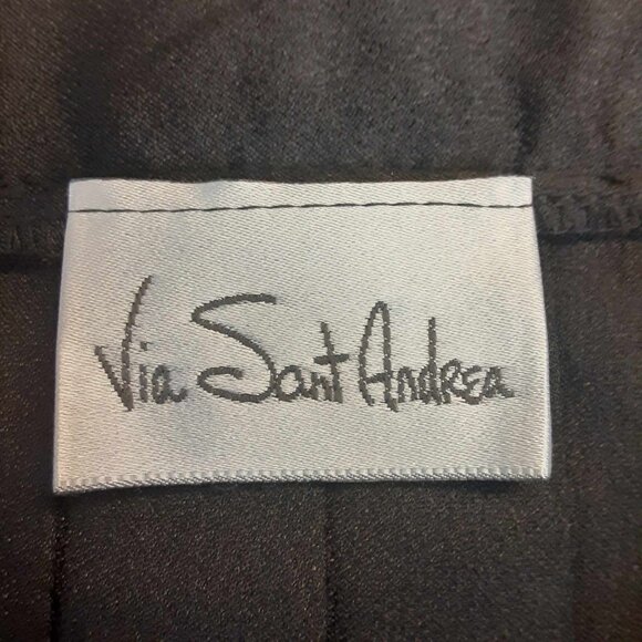 Vintage Via Sant Andrea Black Pleated High Waist Midi Skirt Size 10 - Picture 8 of 9